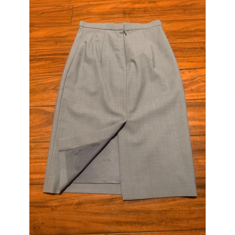 Theory Hemdall B Continuous Blue Grey Wool Blend Pencil Skirt Size 4